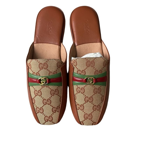 NEW Gucci Princetown GG Monogram Mules Slide Brown Size 37 - Picture 1 of 11